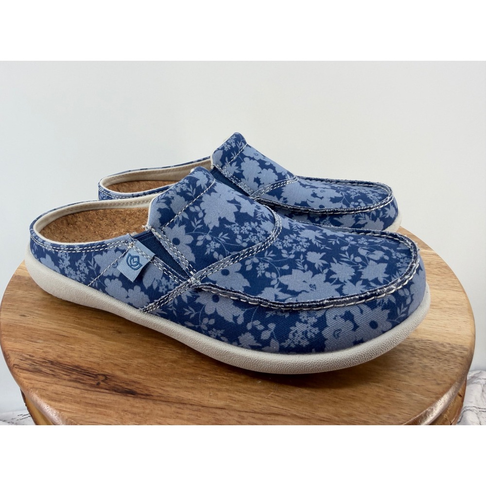 Spenco Siesta Floral Canvas Mules Blue Flower Orthotic Shoes Womens 7.5 B - Picture 4 of 12